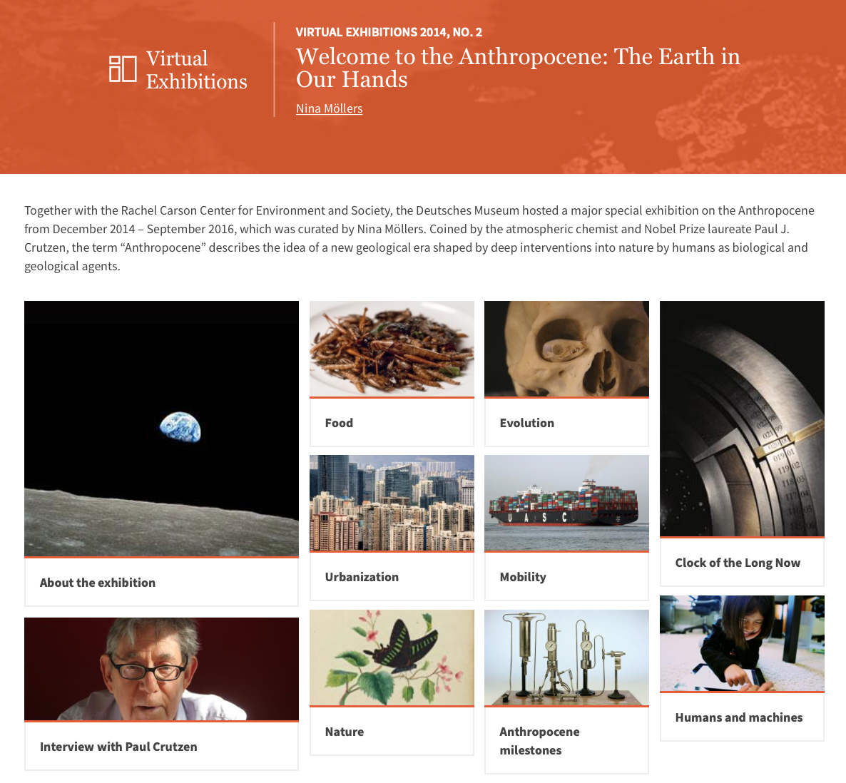 Screenshot of Anthropocene virtual exhibition