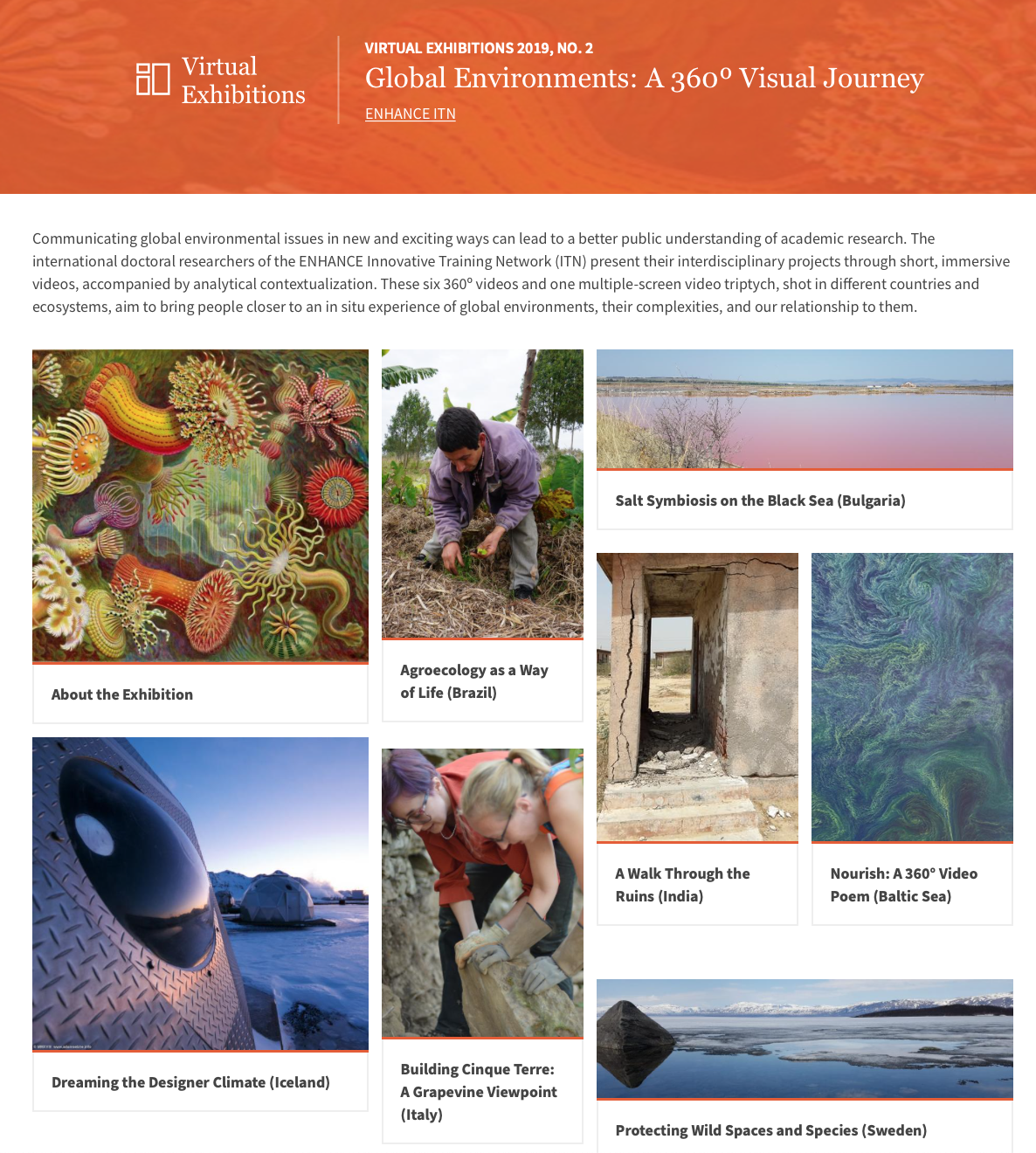 Screenshot of the exhibition landing page - Global Environments