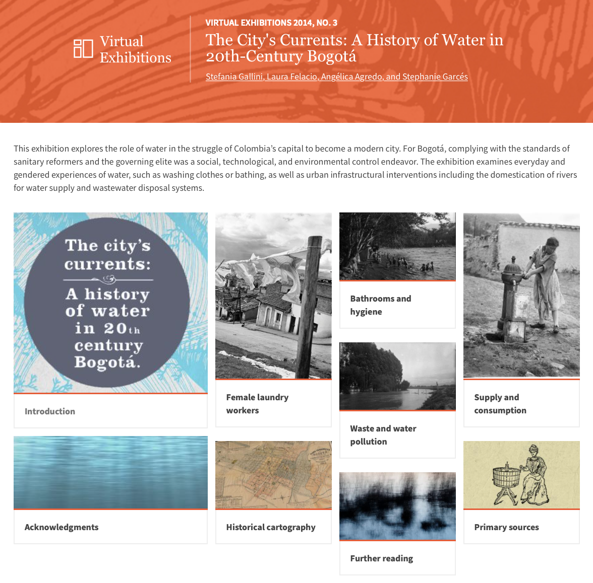 Screenshot of exhibition overview - The City's Currents: A History of Water in 20th-Century Bogotá.