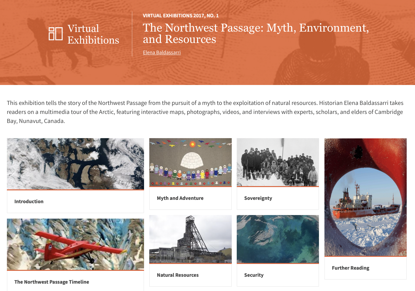 Screenshot of "The Northwest Passage" virtual exhibition overview page.