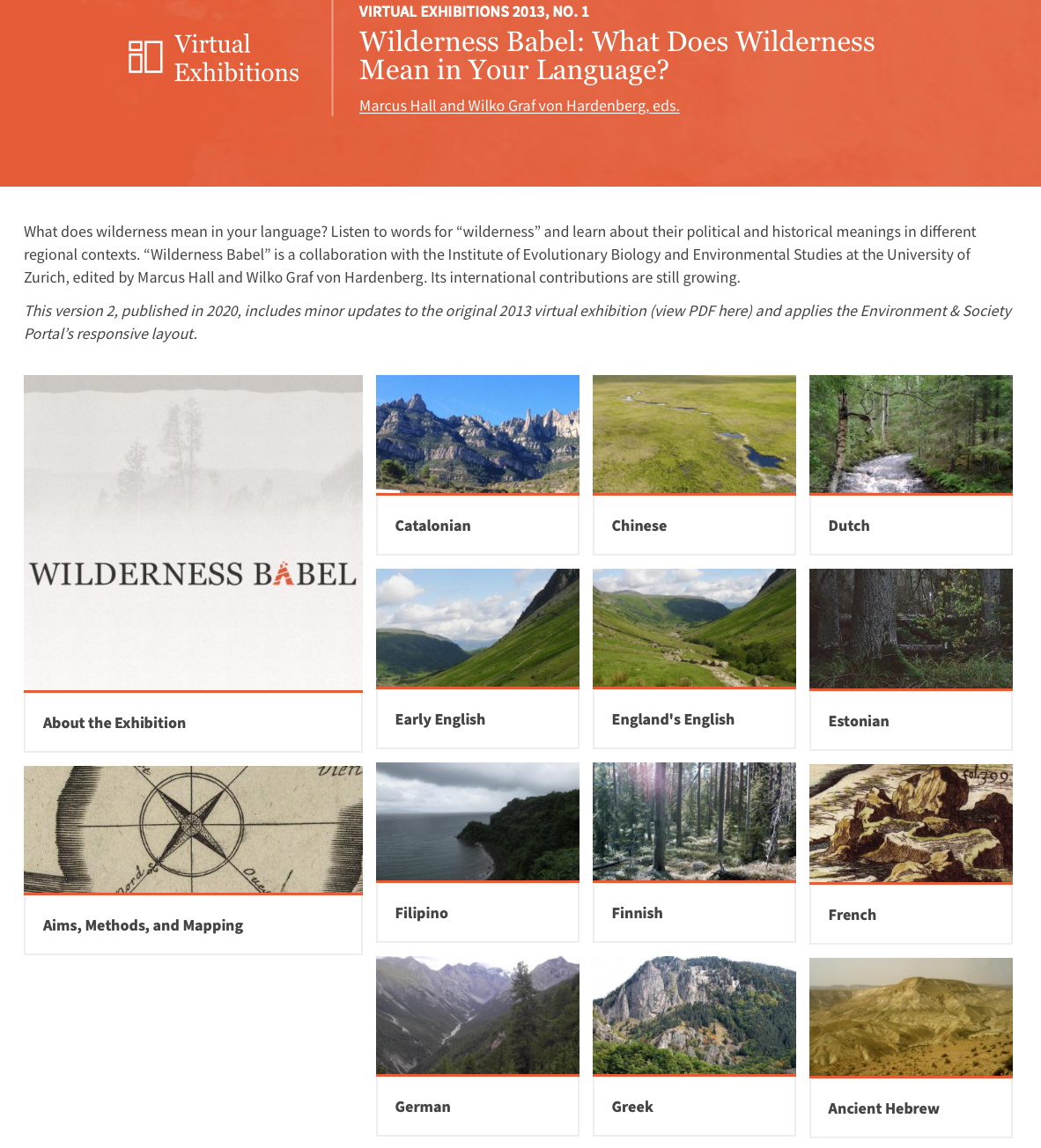 Screenshot of the Wilderness Babel virtual exhibition.