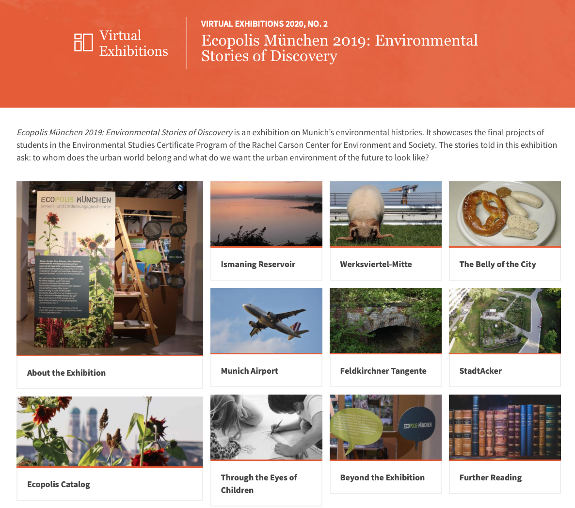 Screenshot of "Ecopolis 2019" virtual exhibition overview page